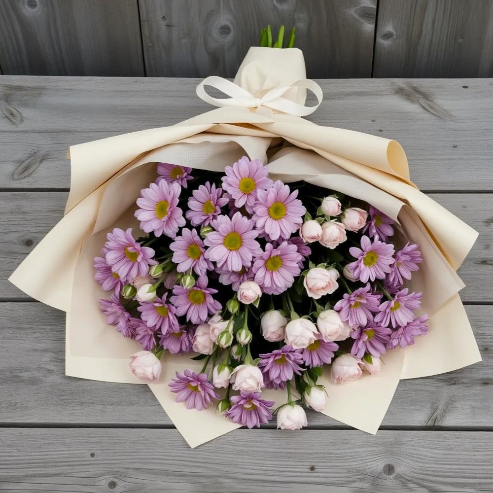 Букет цветов из: Розы и Хризантемы в Месягутово