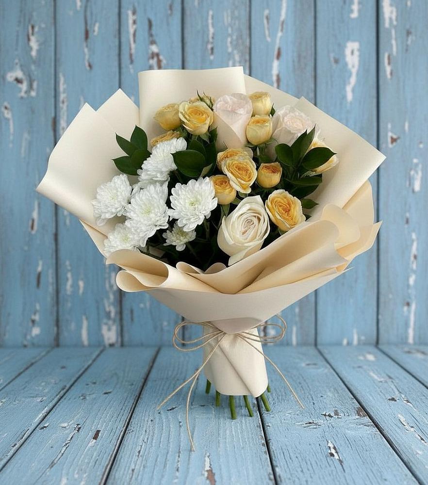 Букет цветов из: Розы и Хризантемы в Месягутово