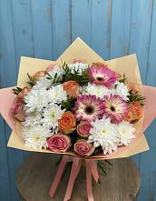 Букет цветов из:  Розы, Герберы и Хризантемы #REPLACE_PRED# Месягутово