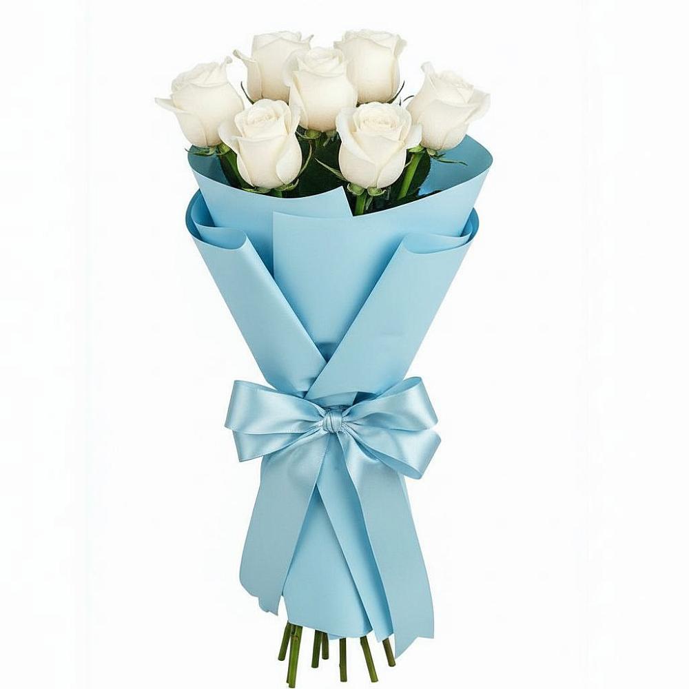 Букет 7 белых роз Проуд в Месягутово