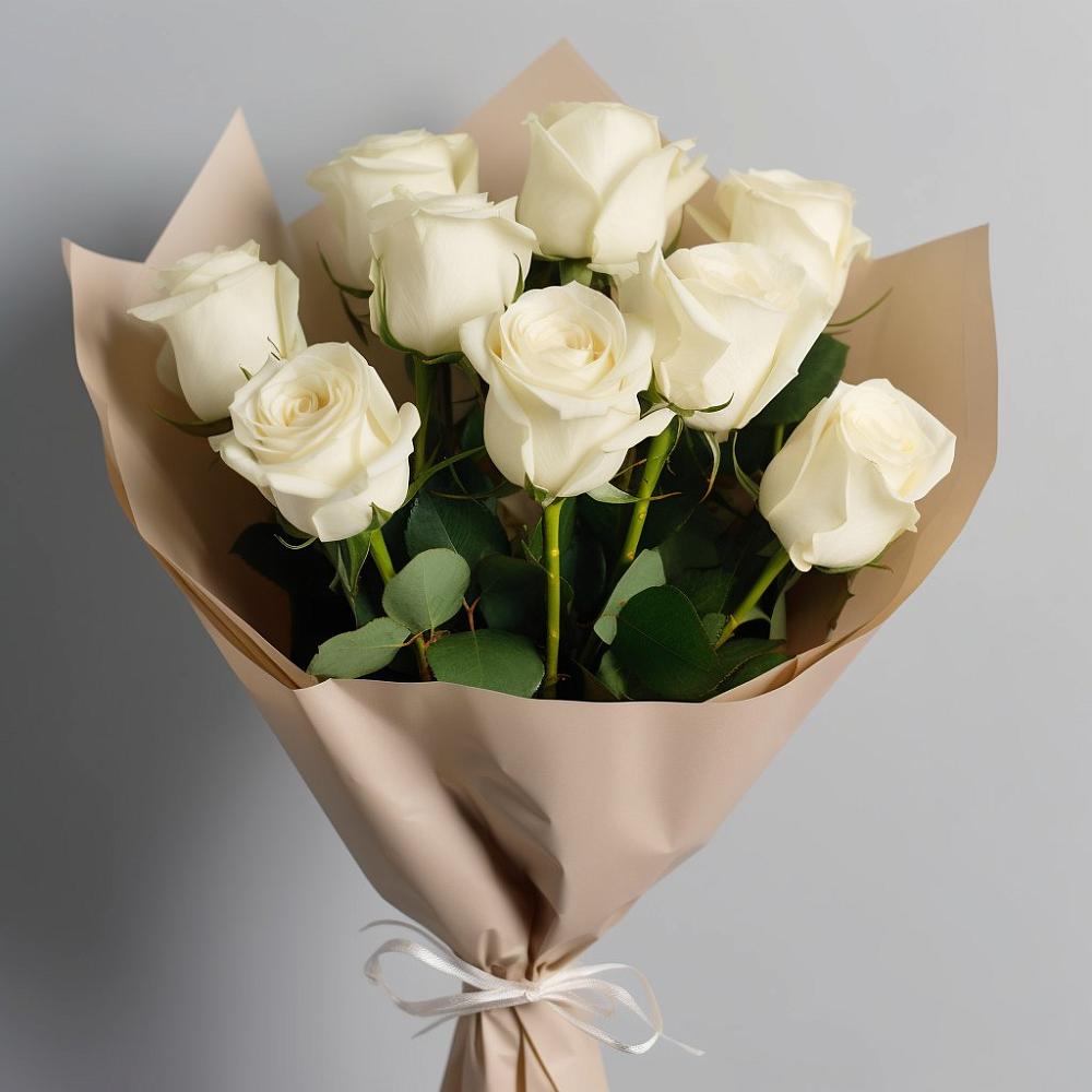 Букет 9 Белых роз Эдлесс Лав в Месягутово