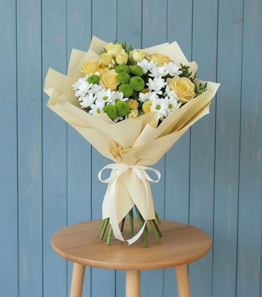 Букет цветов из: Хризантемы и Розы в Месягутово