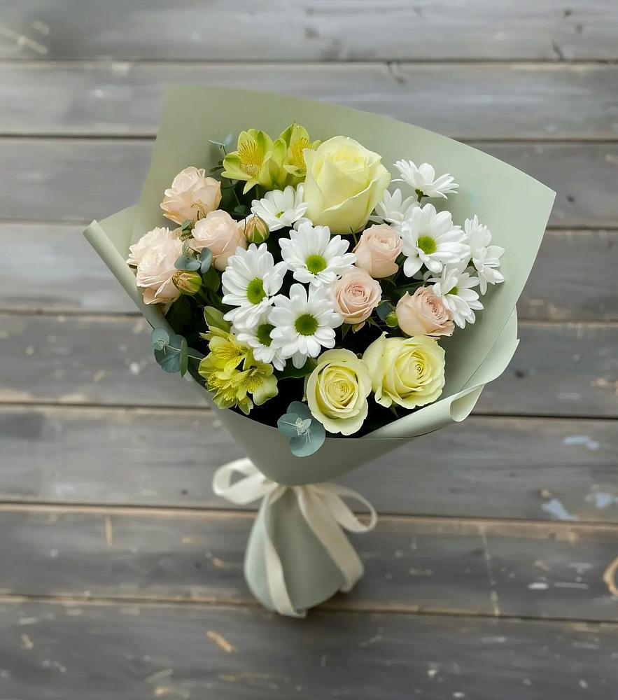 Букет цветов из: Альстромерии, Розы и Хризантемы в Месягутово