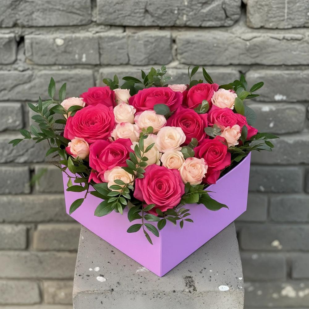 Цветочная композиция из Розы в коробке в Месягутово