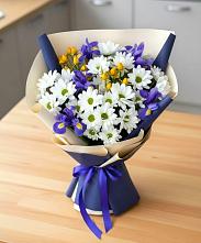 Букет цветов из:  Розы, Ирисы и Хризантемы #REPLACE_PRED# Месягутово