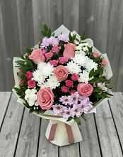 Букет цветов из:  Альстромерии, Гвоздики, Розы и Хризантемы в Месягутово