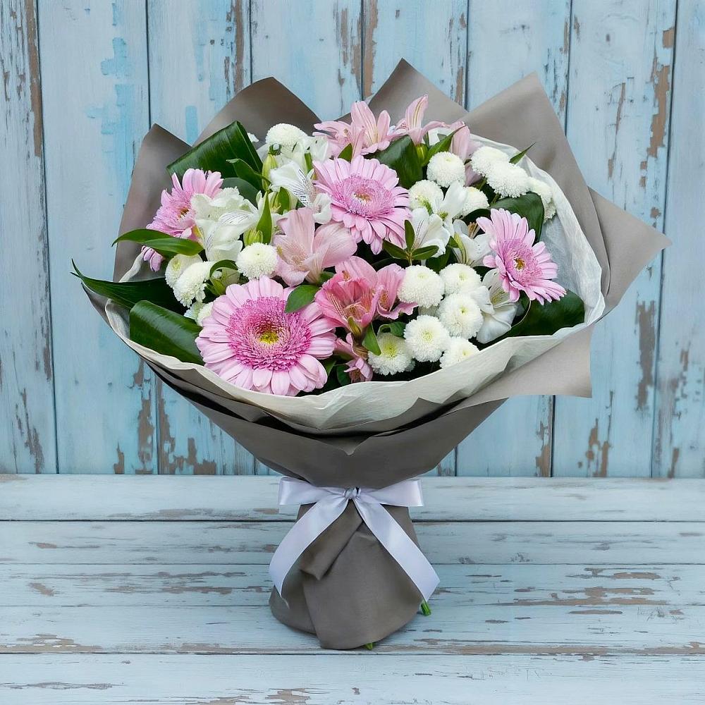 Букет цветов из: Герберы, Альстромерии и Хризантемы в Месягутово