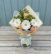 Букет цветов из:  Герберы, Розы и Хризантемы в Месягутово