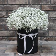 Цветочная композиция из Гипсофила в шляпной коробке в Месягутово